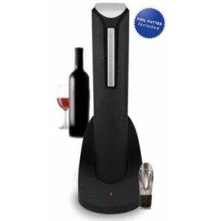 Pro Electric Wine Bottle Opener with Wine Pourer, Stopper, Foil Cutter and Elegant Recharging Stand, in Black OW04A