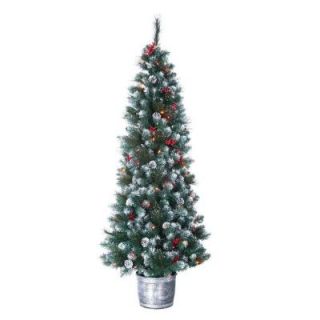 Sterling, Inc. 6 ft. Pre Lit Frosted Winterberry Artificial Pine Christmas Tree with Clear Lights DISCONTINUED 5538 60C
