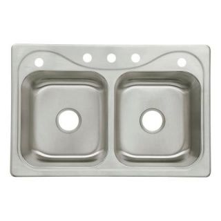 Southhaven Drop In Stainless Steel 33x22x8 1/2 5 Hole Double Bowl Kitchen Sink 11850 5 NA