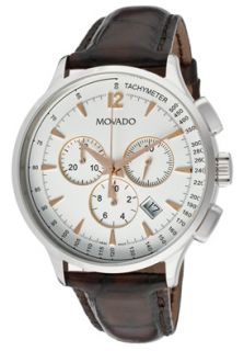 Movado 606576  Watches,Mens Circa Chronograph White Dial Dark Brown Genuine Crocodile Grained Leather, Chronograph Movado Quartz Watches