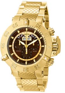 Invicta 5400  Watches,Mens Subaqua Chronograph Brown Dial 18k Gold Plated, Chronograph Invicta Quartz Watches