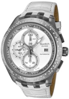 Swatch SVGK406  Watches,Irony Automatic Chronograph White Leatherette, Chronograph Swatch Automatic Watches