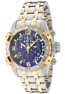 Invicta 1230  Watches,Mens Specialty Chronograph Skeletionized Blue Dial Two Tone, Chronograph Invicta Quartz Watches