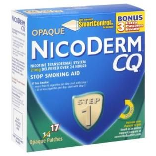 NicoDerm CQ  Stop Smoking Aid, Step 1, 21 mg, Opaque Patch, 17 patches