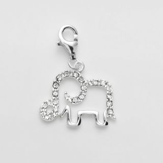 Sterling Silver Crystal Openwork Elephant Charm