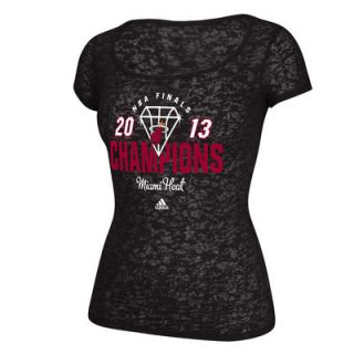adidas Miami Heat 2013 NBA Finals Champions Ladies Bling Burnout T Shirt   Black