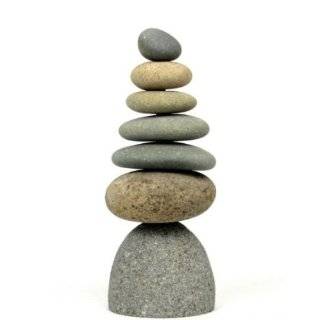   Rock Stacked Cairn Trail Marker Natural River Stone Art Statue Patio