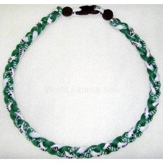 Baseball Titanium Necklace Green / White 20 Inches
