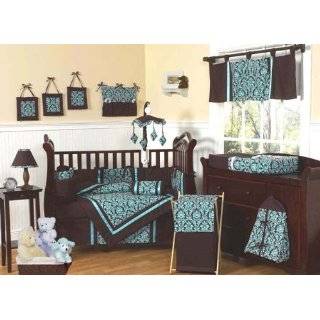  Blue and Brown Geo Modern Baby Bedding 9pc Crib Set Baby