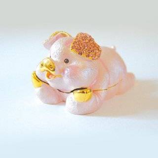  Pink Pig Jewelry Trinket box Bejeweled Figurine