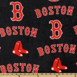  MLB Boston Red Sox Red Baseball Print Fleece Fabric By the 