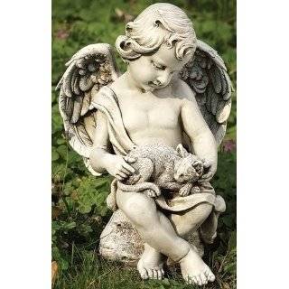 11 Josephs Studio Cherub Angel with Kitty Cat Outdoor Garden Statue