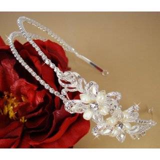 Exquisite Crystal & Pearl Bridal Tiara with Side Ornament