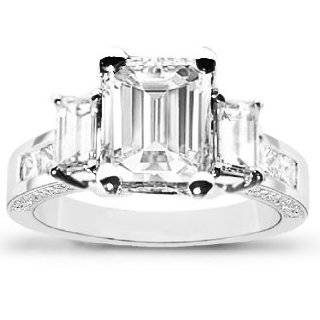 30 carat Emerald Cut Diamond 3 Three Stone Anniversary Engagement 
