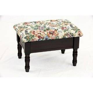 Queen Anne Style Cherry Finish Wood Footstool w/ Storage