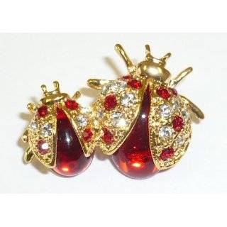Red Crystal Ladybug Pin