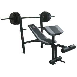   Combo Bench with 80 Pound Weight Set Preacher and Leg Extension