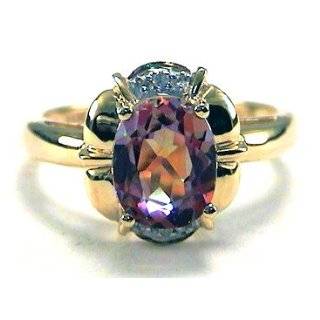  Mystic Fire Topaz Cocktail Ring 14K Gold Ladies Oval 
