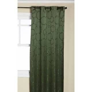 One Rod Pocket Drapery Panel   Jacquard Striped Sage Curtain  Lined 52 