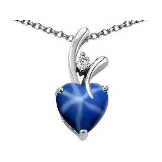   Created Heart Shaped 8mm Star Sapphire Pendant in .925 Sterling Silver