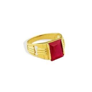   New Solid 14k Yellow Gold Mens Large Fashion Ruby Ring Jewelry