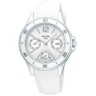   Rubber Strap White Dial Seconds Subdial Womens Mens Watch PP6025