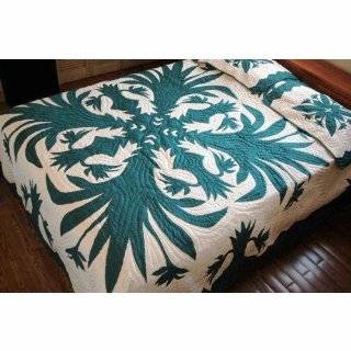  Queen Size Bed Spread Hawaiian Quilt   Brown Monstera Leaf 