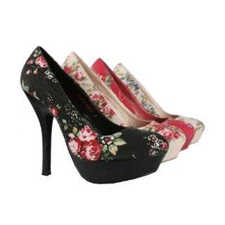  Nicole 8 Black Multi Floral Peep Toe Platform Pump Shoes