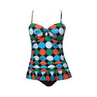   Tankini Bikini Bra Strap Swimsuit, MW, Brown Paisley Print Clothing