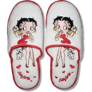 Betty Boop Bad Dog Womens White Terrycloth Slippers